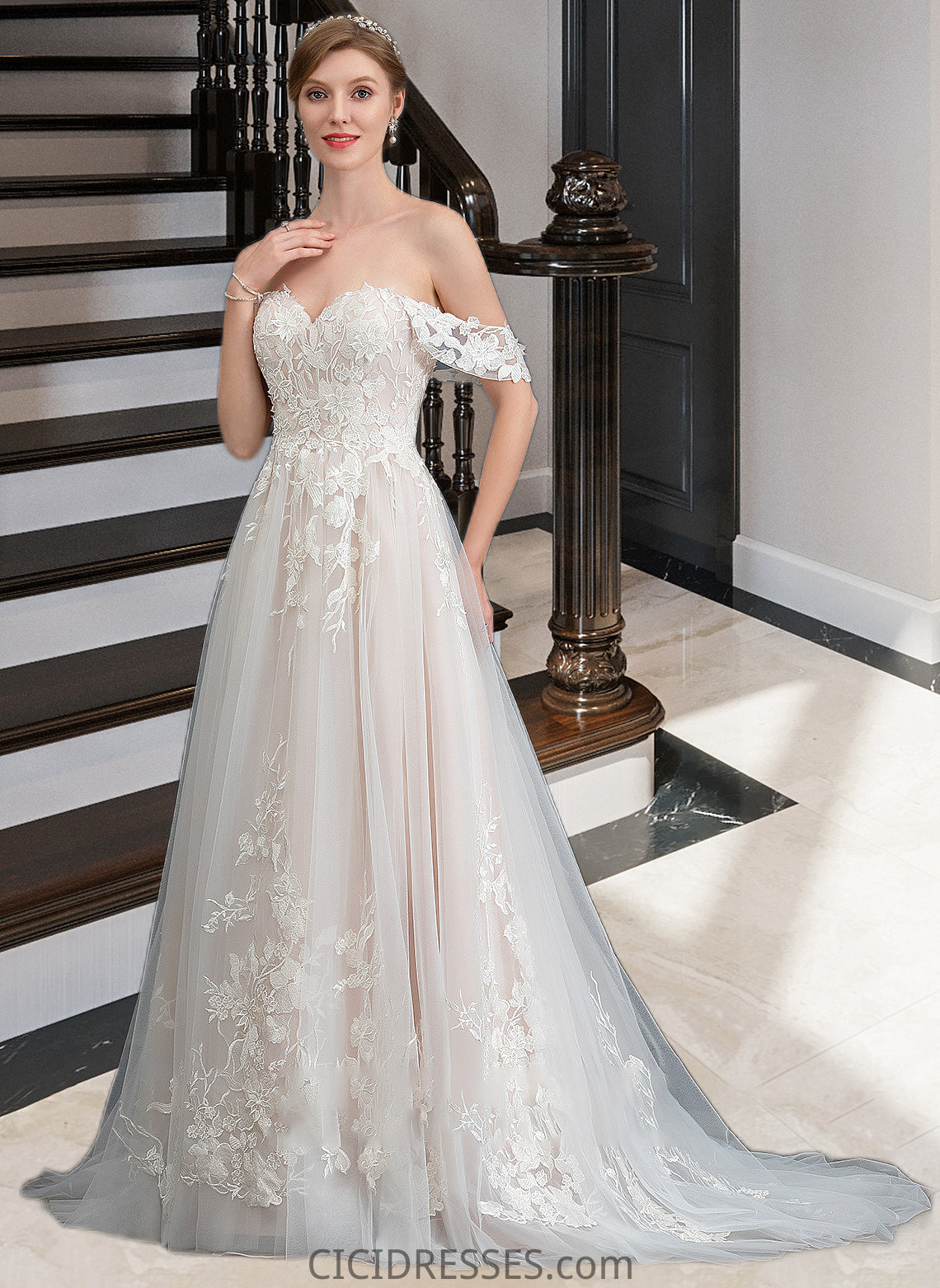 Rita Ball-Gown/Princess Sweetheart Sweep Train Tulle Wedding Dress CIC8P0013685