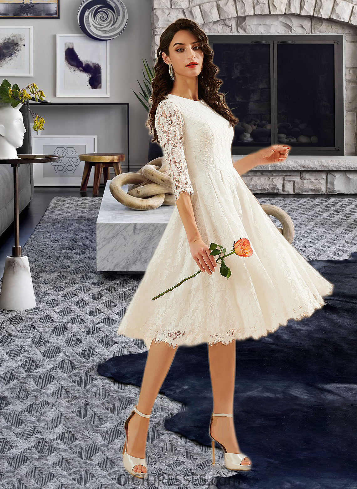 Scarlett A-Line Knee-Length Wedding Dress CIC8P0013699