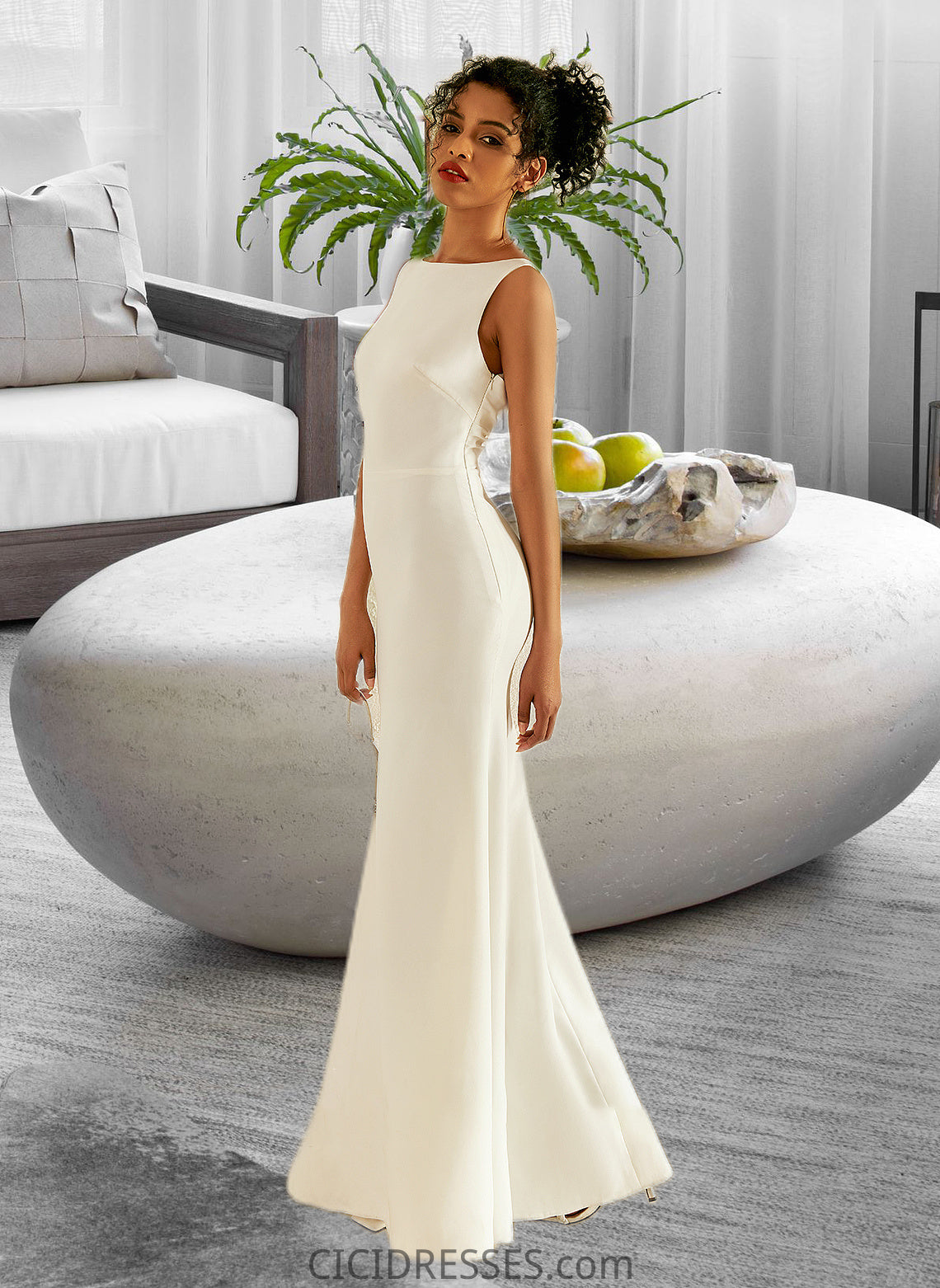 Jordan Trumpet/Mermaid Scoop Neck Floor-Length Wedding Dress CIC8P0013727