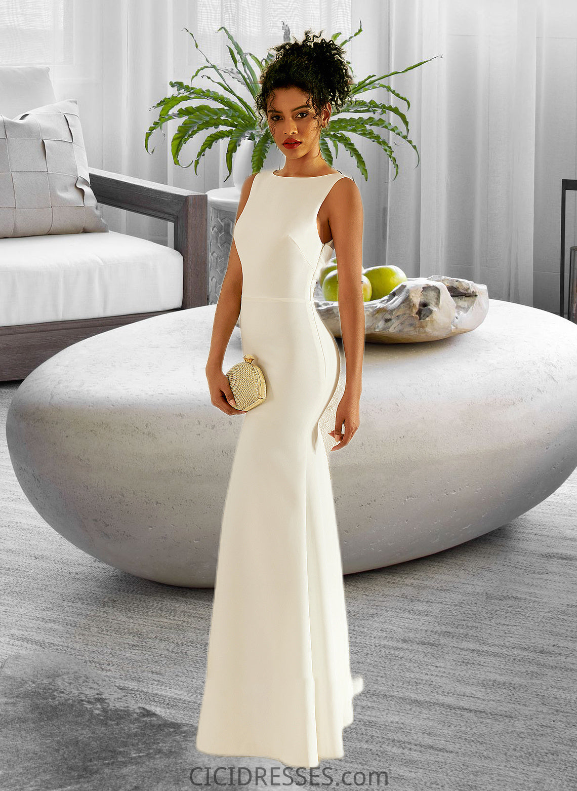 Jordan Trumpet/Mermaid Scoop Neck Floor-Length Wedding Dress CIC8P0013727