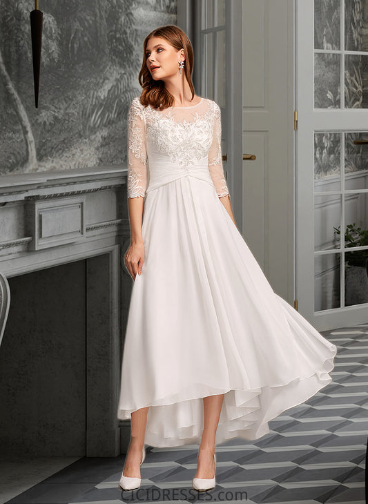 Belen A-Line Illusion Asymmetrical Wedding Dress With Lace CIC8P0013749