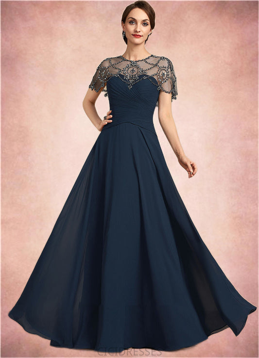 Trudie A-Line Scoop Neck Floor-Length Chiffon Mother of the Bride Dress With Ruffle Beading Sequins CIC8126P0014711