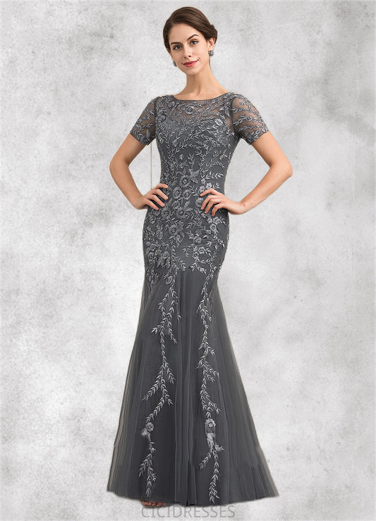 Willow Trumpet/Mermaid Scoop Neck Floor-Length Tulle Lace Mother of the Bride Dress With Beading Sequins CIC8126P0014767