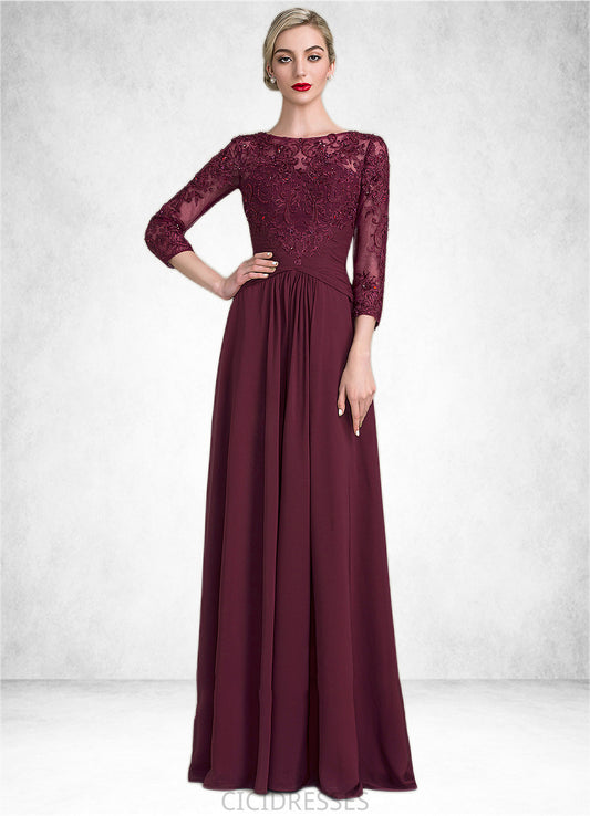 Kaylee A-Line Scoop Neck Floor-Length Chiffon Lace Mother of the Bride Dress With Ruffle Beading Sequins CIC8126P0014792