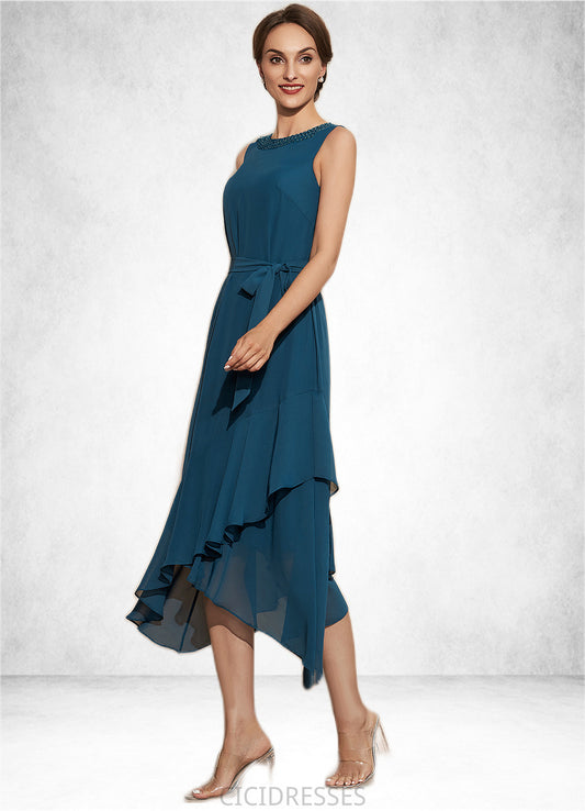 Skye A-Line Scoop Neck Asymmetrical Chiffon Mother of the Bride Dress With Beading Cascading Ruffles CIC8126P0014817