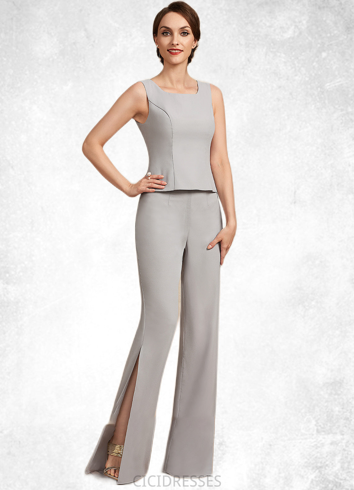 Eva Jumpsuit/Pantsuit Square Neckline Floor-Length Chiffon Mother of the Bride Dress CIC8126P0014900