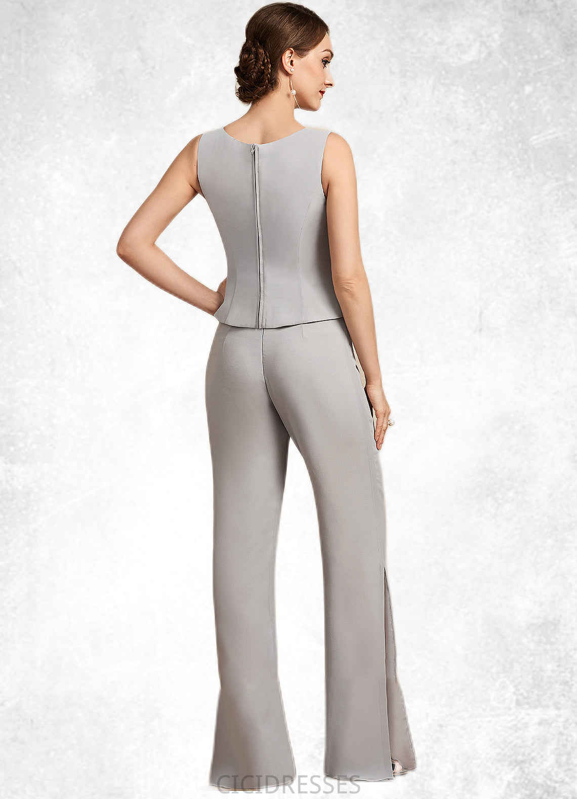 Eva Jumpsuit/Pantsuit Square Neckline Floor-Length Chiffon Mother of the Bride Dress CIC8126P0014900