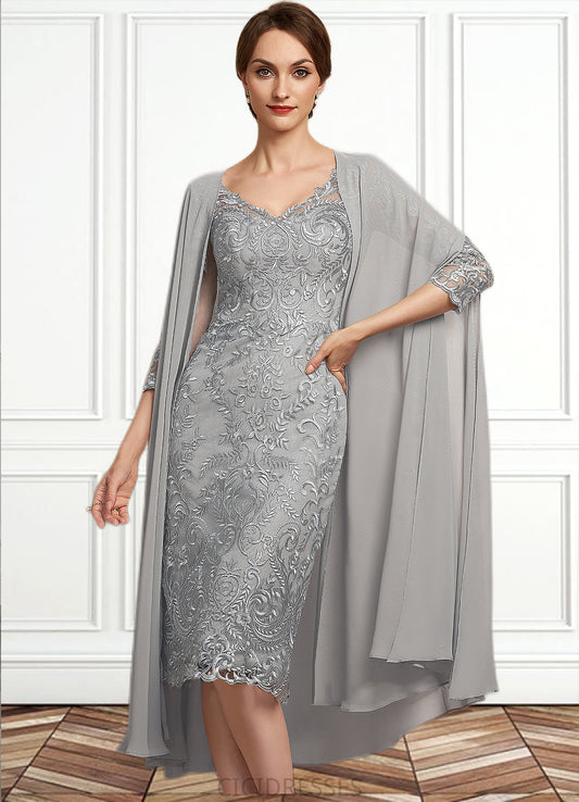 Zaniyah Sheath/Column V-neck Knee-Length Lace Mother of the Bride Dress CIC8126P0014931