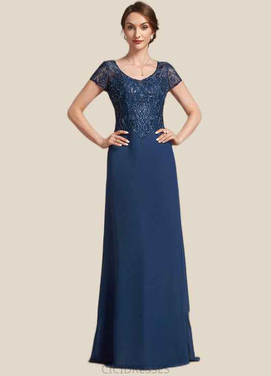 Zariah A-Line V-neck Floor-Length Chiffon Lace Mother of the Bride Dress With Sequins CIC8126P0014938