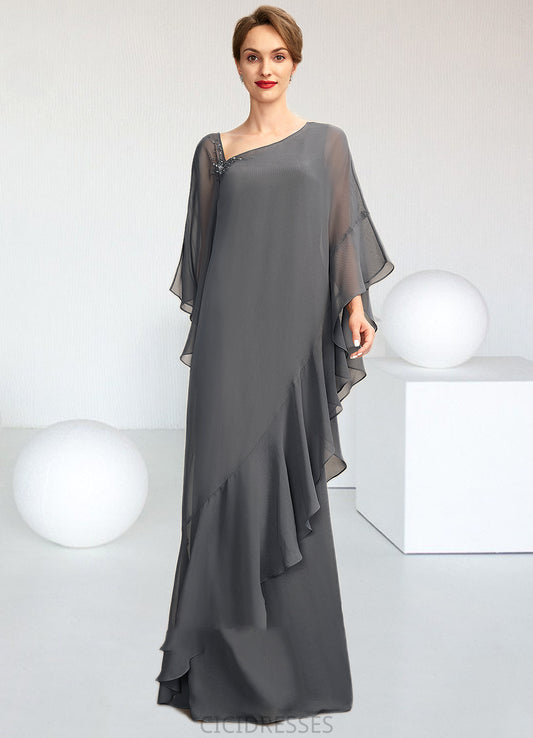 Lucy Sheath/Column One-Shoulder Floor-Length Chiffon Mother of the Bride Dress CIC8126P0014995