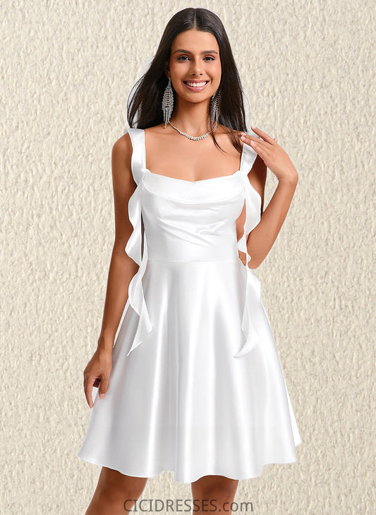 Paris A-line Scoop Short Stretch Satin Homecoming Dress With Cascading Ruffles CIC8P0025653