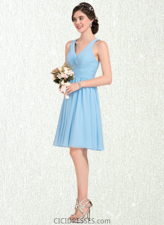 Evelin A-line V-Neck Knee-Length Chiffon Homecoming Dress With Ruffle CIC8P0025703