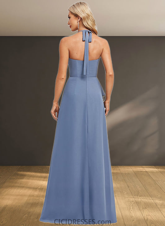 Stacy A-line Halter Floor-Length Chiffon Bridesmaid Dress CIC8P0025799