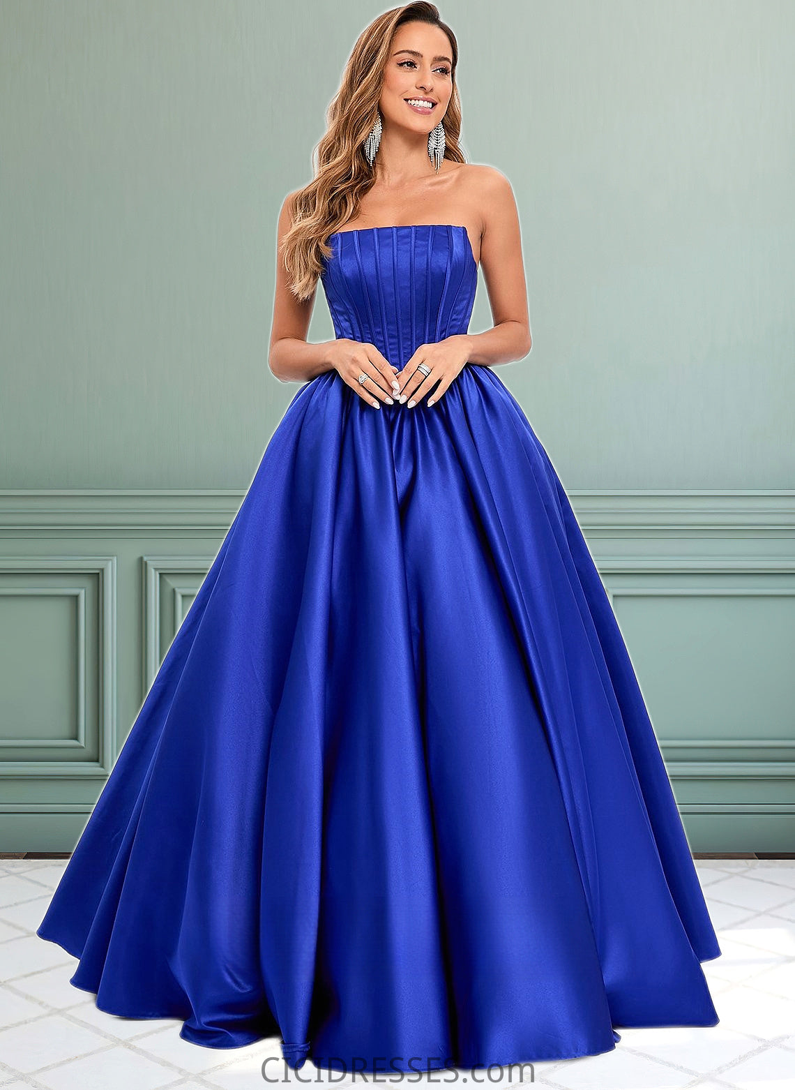 Nyla Ball-Gown/Princess Straight Floor-Length Satin Prom Dresses CIC8P0025831