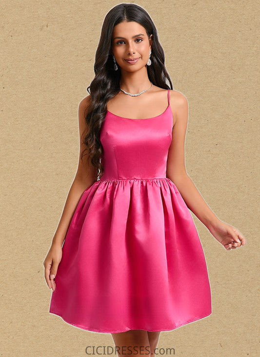 Yoselin Ball-Gown/Princess Scoop Short Satin Homecoming Dress CIC8P0025714