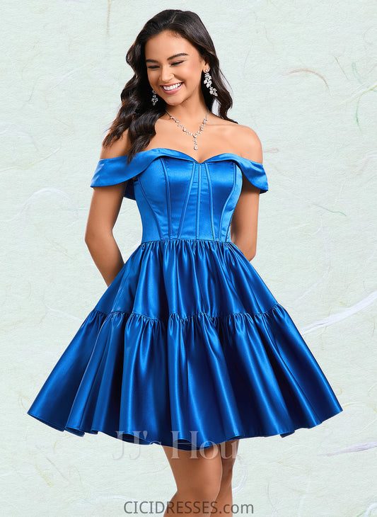 Katie Ball-Gown/Princess Off the Shoulder Short Satin Homecoming Dress CIC8P0025680