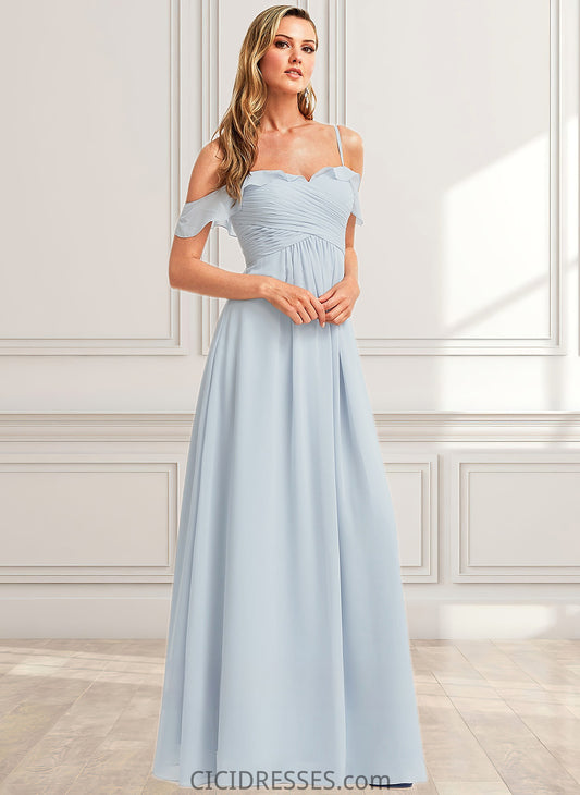 Lainey A-line Cold Shoulder Floor-Length Chiffon Bridesmaid Dress With Ruffle CIC8P0025723