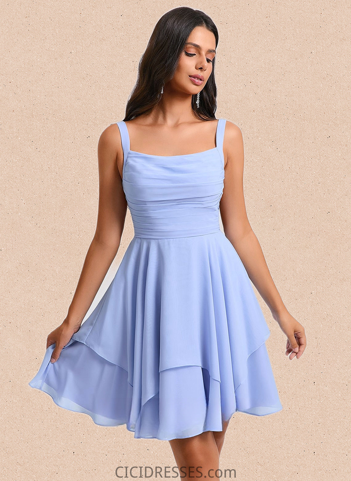 Kennedi A-line Scoop Short Chiffon Homecoming Dress With Pleated CIC8P0025654