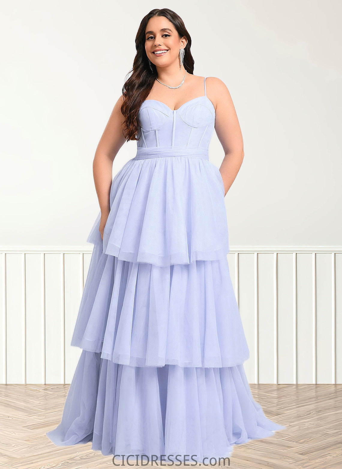 Nicola Ball-Gown/Princess Sweetheart Sweep Train Tulle Prom Dresses With Bow CIC8P0025843