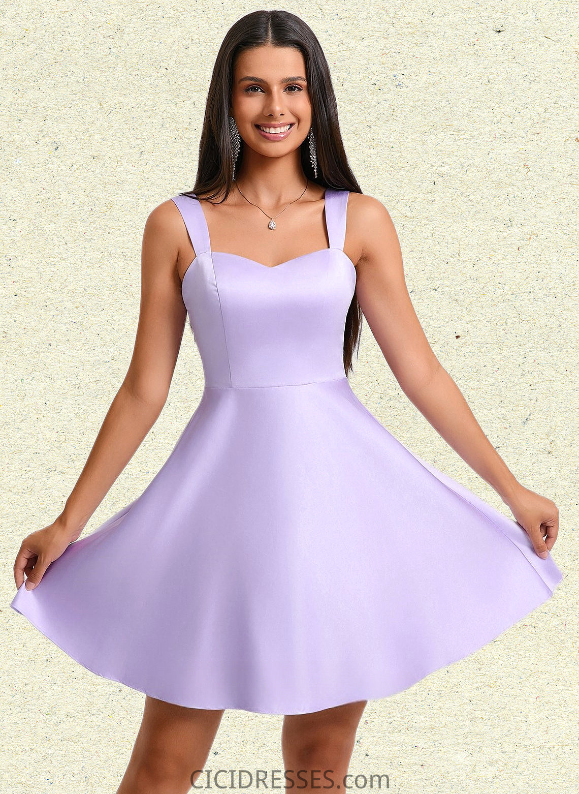 Shyanne A-line Sweetheart Short Satin Homecoming Dress With Bow CIC8P0025682