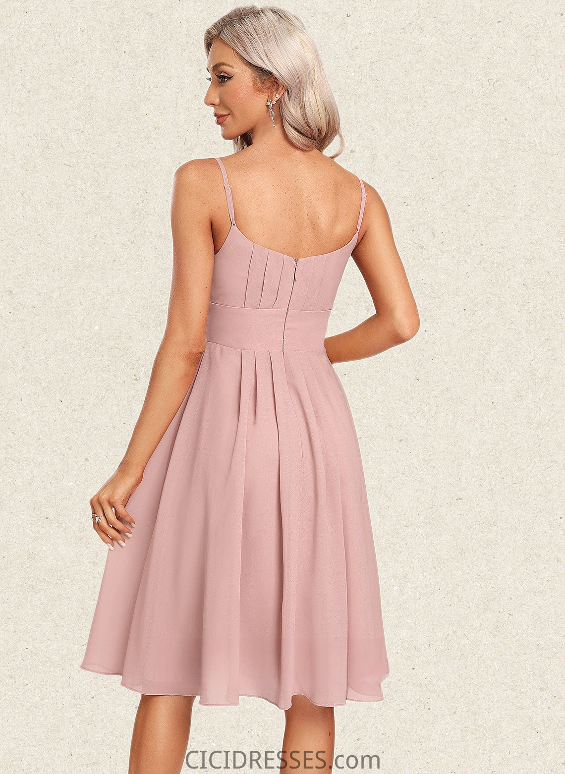 Alannah A-line Scoop Knee-Length Chiffon Homecoming Dress CIC8P0025686