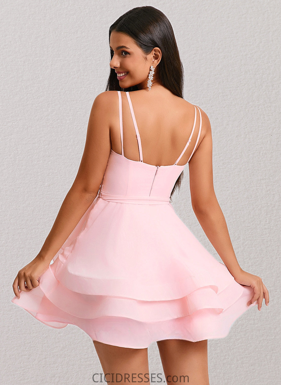 Paloma A-line Scoop Mini Chiffon Homecoming Dress With Pleated CIC8P0025675