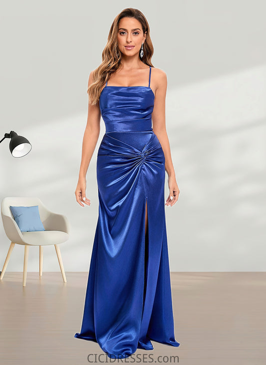 Leyla Trumpet/Mermaid Straight Floor-Length Stretch Satin Prom Dresses CIC8P0025845