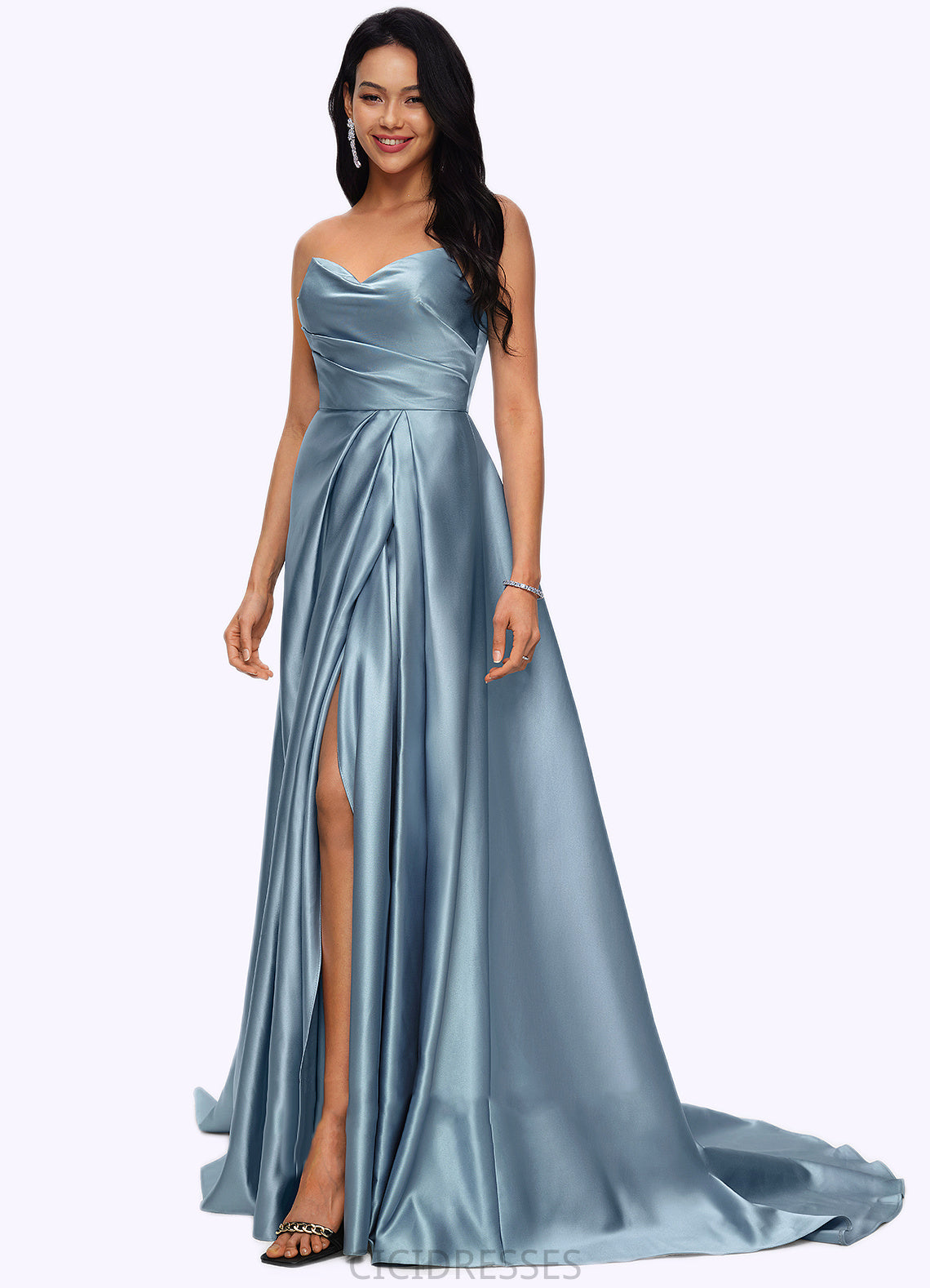 Lucy Ball-Gown/Princess V-Neck Sweep Train Satin Prom Dresses CIC8P0022191