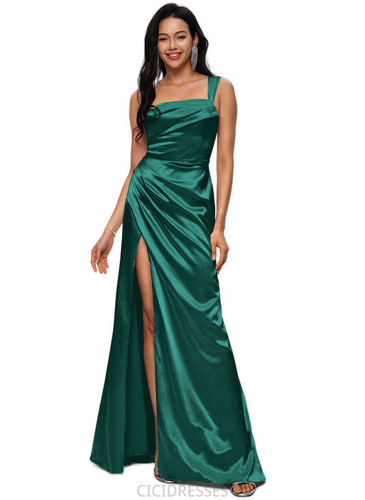 Jolie Sheath/Column Asymmetrical Floor-Length Stretch Satin Prom Dresses CIC8P0022193