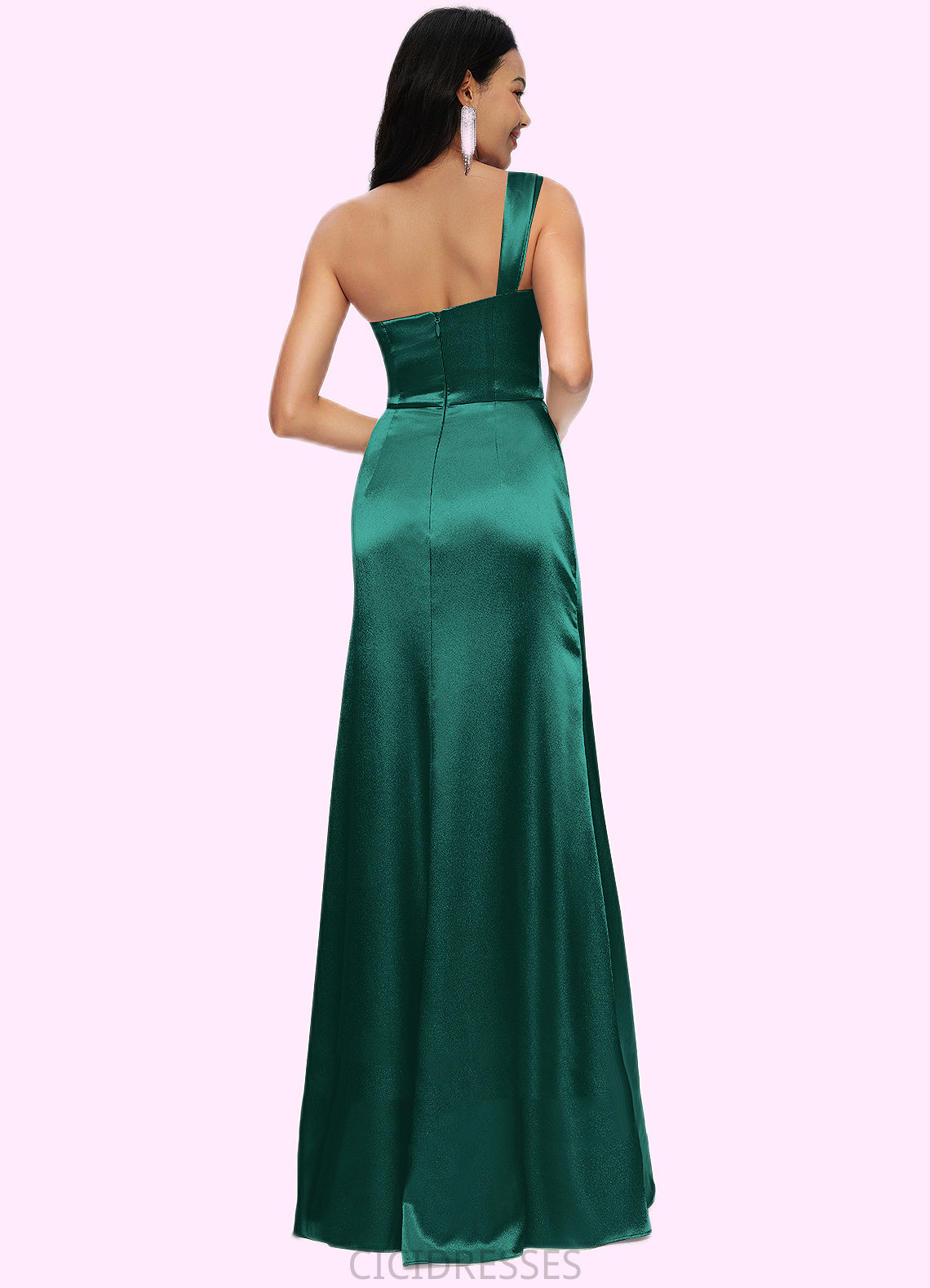 Phoenix Sheath/Column Asymmetrical Floor-Length Stretch Satin Prom Dresses CIC8P0022193