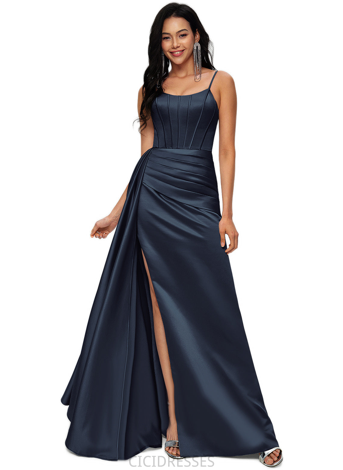 Angeline Sheath/Column Scoop Floor-Length Satin Prom Dresses CIC8P0022196