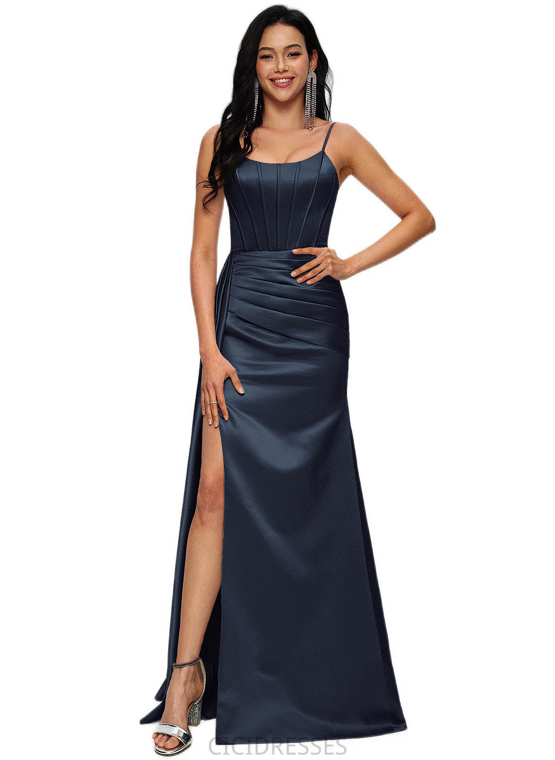 Angeline Sheath/Column Scoop Floor-Length Satin Prom Dresses CIC8P0022196