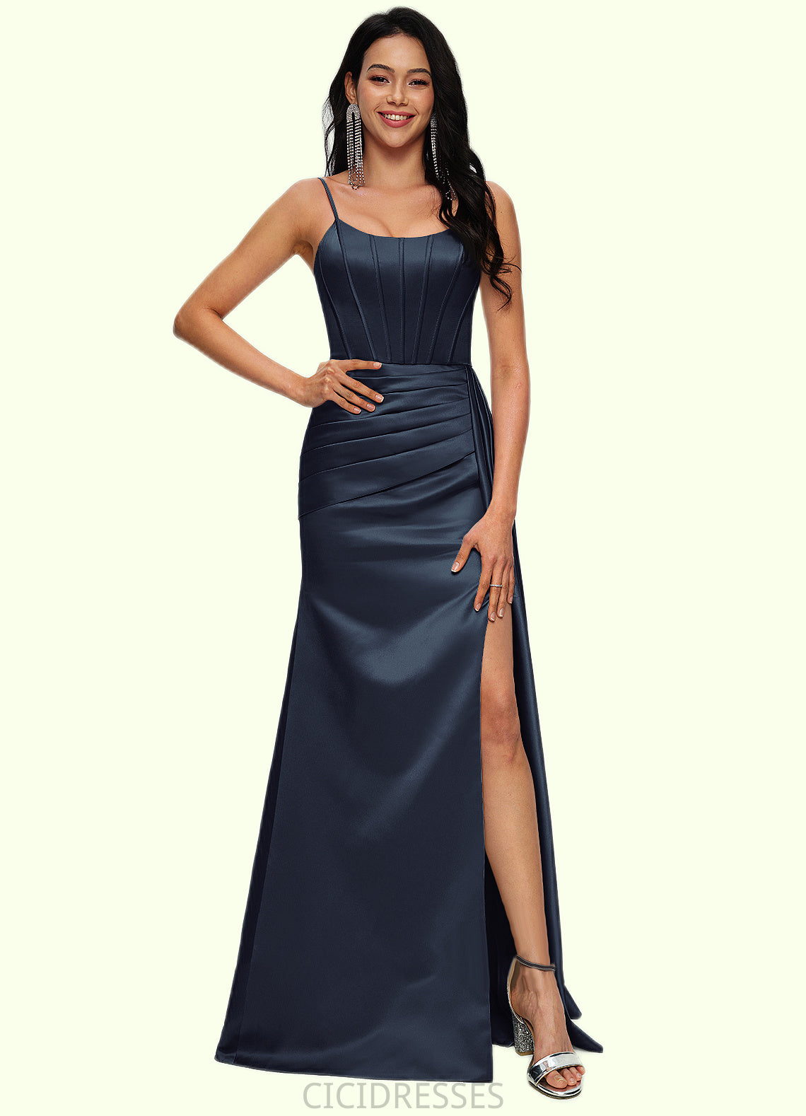 Autumn Sheath/Column Scoop Floor-Length Satin Prom Dresses CIC8P0022196