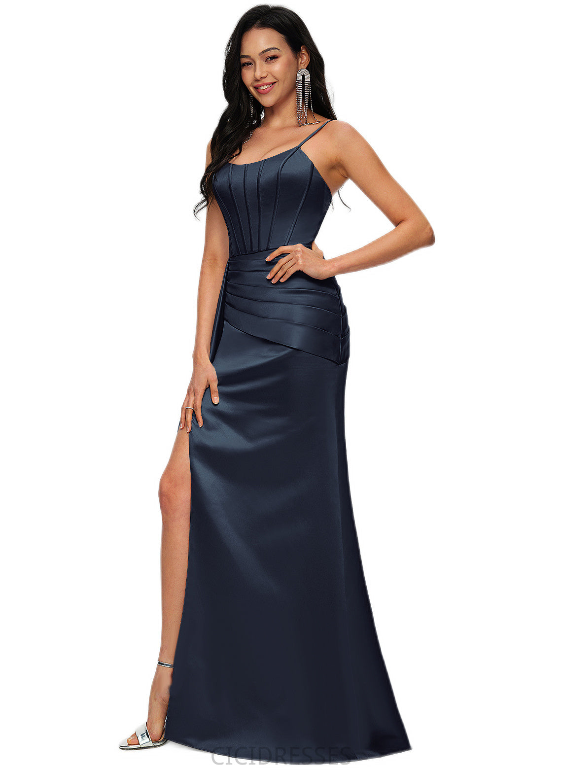 Angeline Sheath/Column Scoop Floor-Length Satin Prom Dresses CIC8P0022196