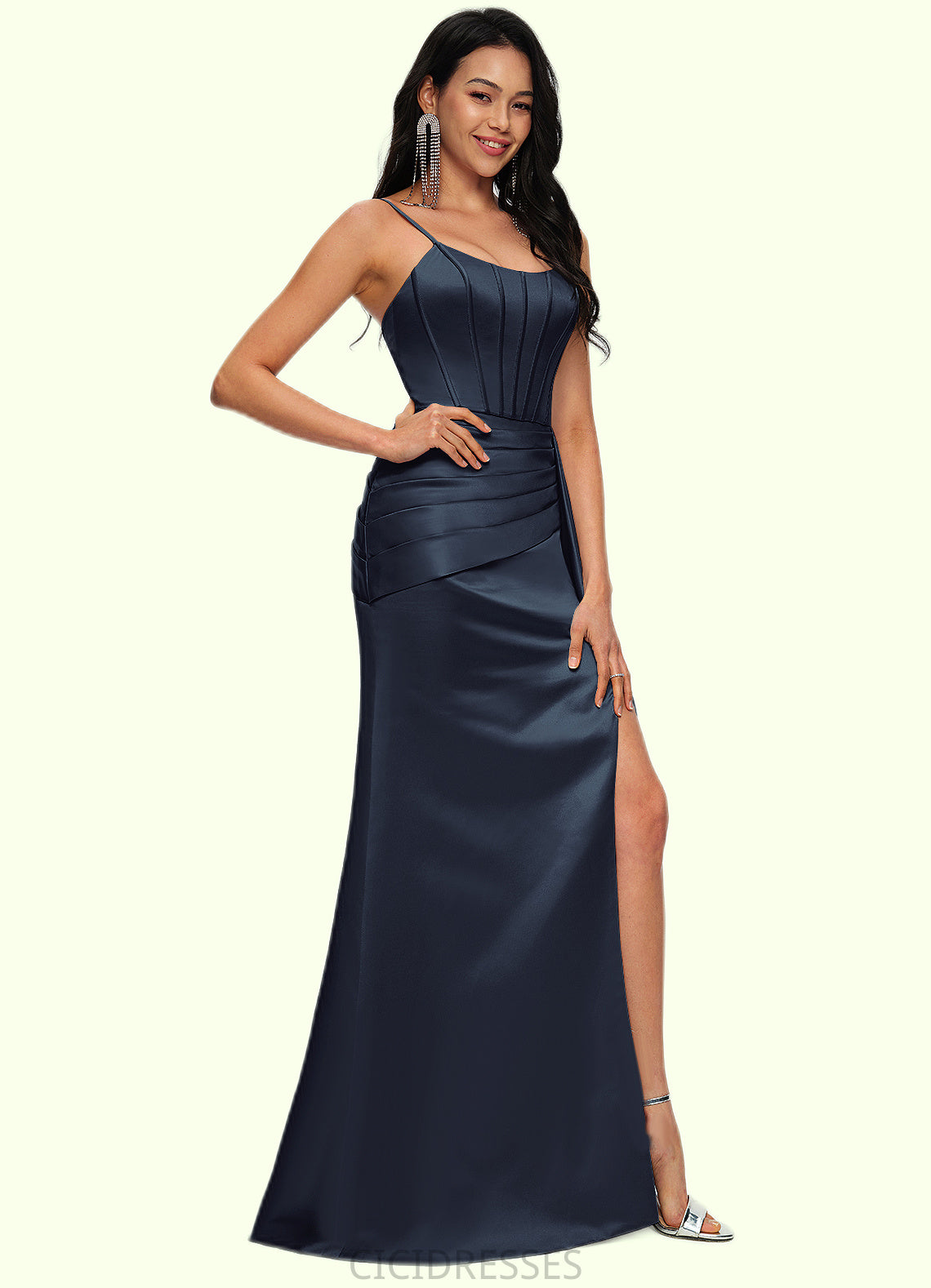 Autumn Sheath/Column Scoop Floor-Length Satin Prom Dresses CIC8P0022196