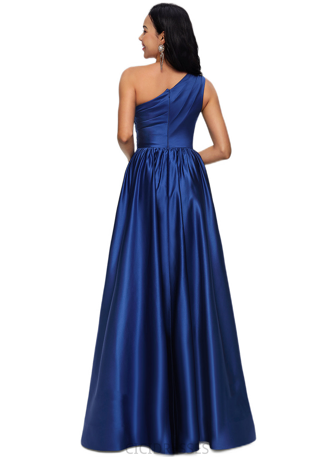 Janiyah Ball-Gown/Princess One Shoulder Floor-Length Satin Prom Dresses CIC8P0022201