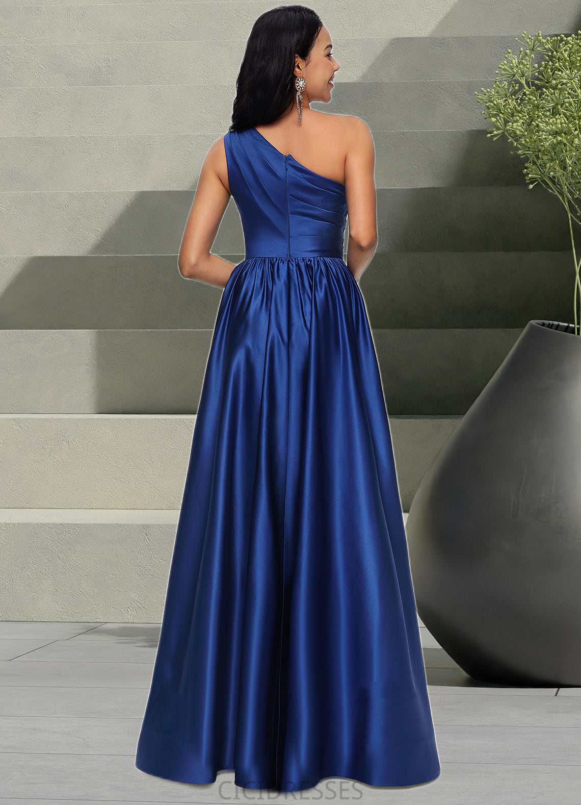 Lea Ball-Gown/Princess One Shoulder Floor-Length Satin Prom Dresses CIC8P0022201