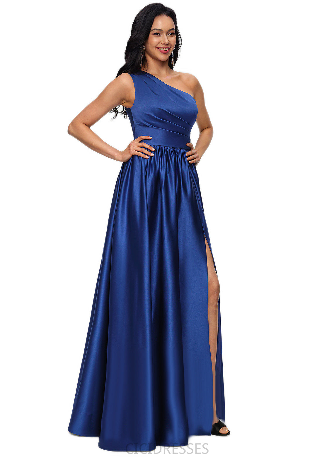 Janiyah Ball-Gown/Princess One Shoulder Floor-Length Satin Prom Dresses CIC8P0022201