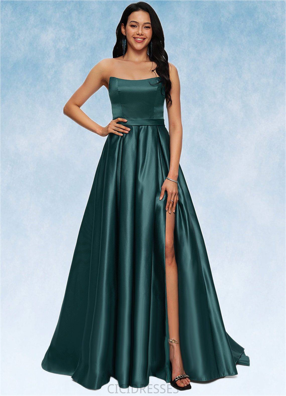 Karley Ball-Gown/Princess Sweep Train Satin Prom Dresses CIC8P0022207