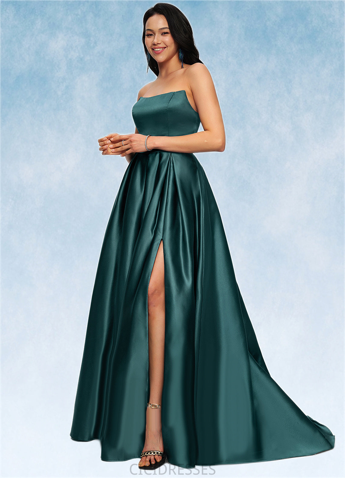 Karley Ball-Gown/Princess Sweep Train Satin Prom Dresses CIC8P0022207