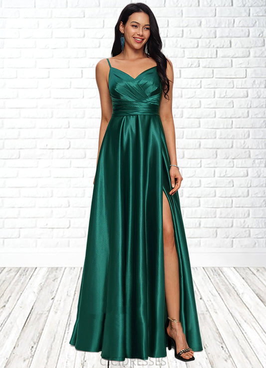 Natalie A-line V-Neck Floor-Length Stretch Satin Prom Dresses CIC8P0022211