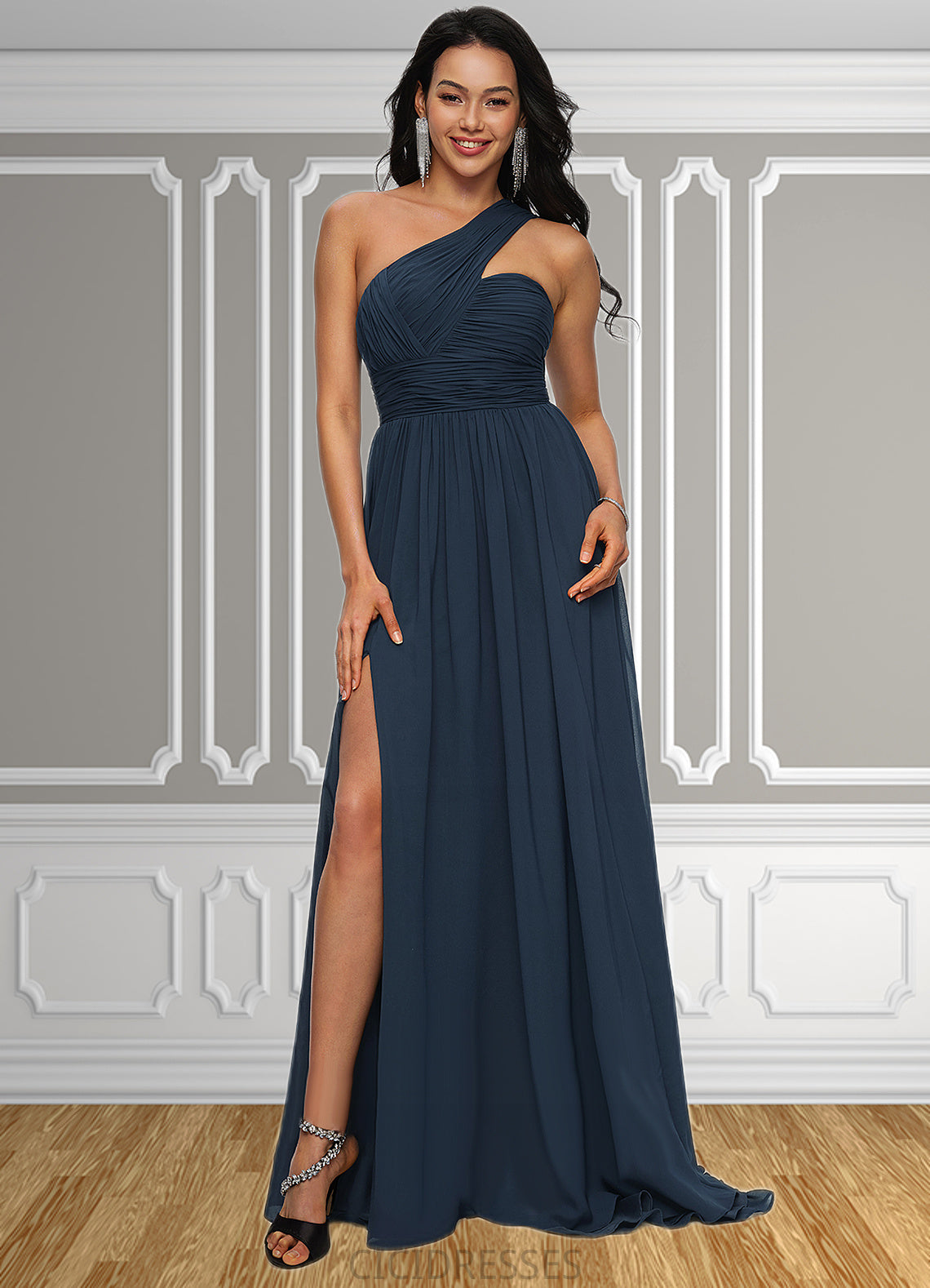 Ashtyn A-line Asymmetrical Sweep Train Chiffon Prom Dresses With Pleated CIC8P0022212