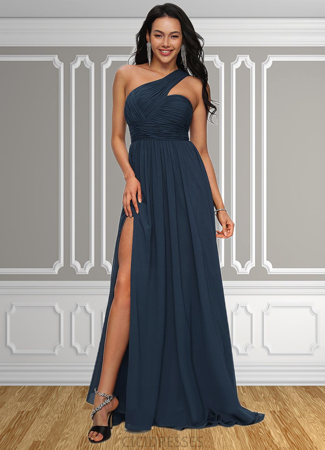 Ashtyn A-line Asymmetrical Sweep Train Chiffon Prom Dresses With Pleated CIC8P0022212