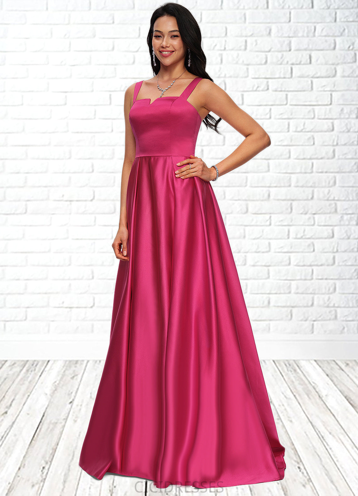 Cornelia Ball-Gown/Princess V-Neck Sweep Train Satin Prom Dresses CIC8P0022215