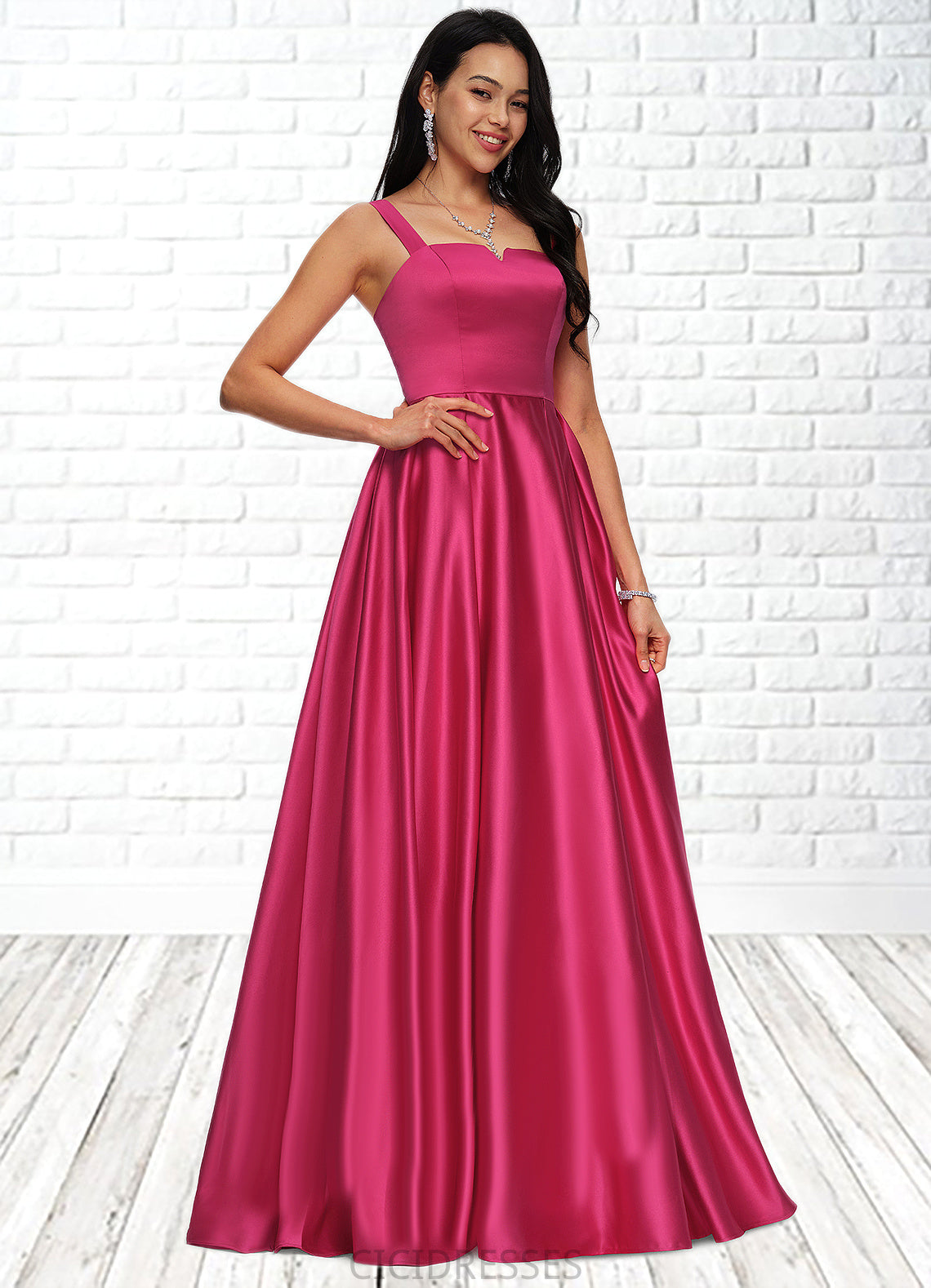 Cornelia Ball-Gown/Princess V-Neck Sweep Train Satin Prom Dresses CIC8P0022215