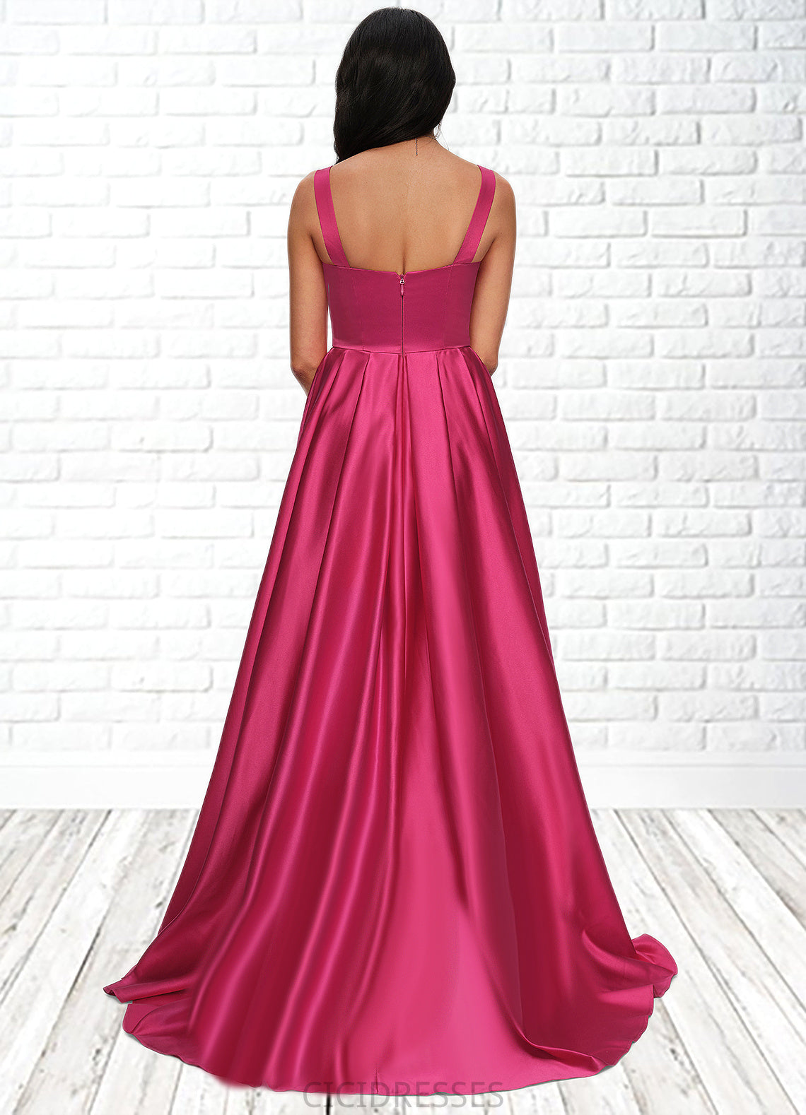 Cornelia Ball-Gown/Princess V-Neck Sweep Train Satin Prom Dresses CIC8P0022215