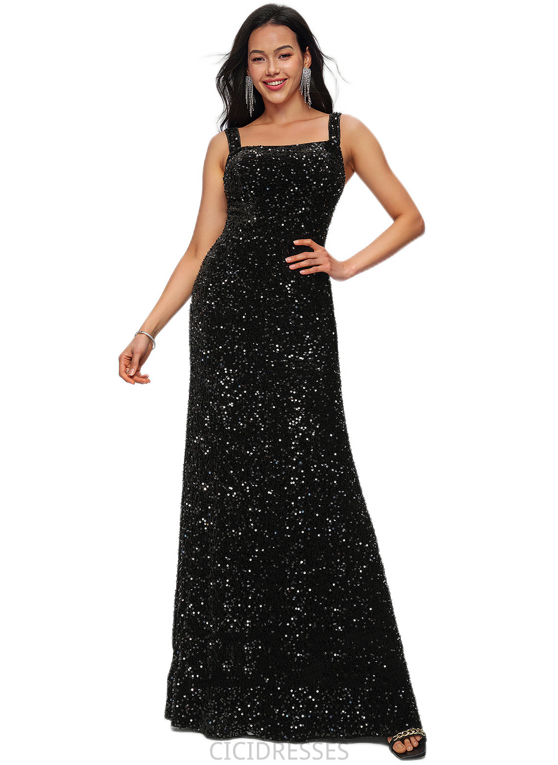 Tamia Sheath/Column Scoop Floor-Length Sequin Prom Dresses CIC8P0022228