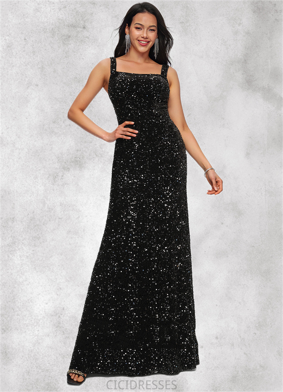 Cheyanne Sheath/Column Scoop Floor-Length Sequin Prom Dresses CIC8P0022228