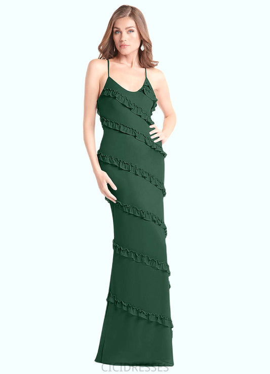 Zara Mermaid Mesh Floor-Length Dress Dark Green CIC8P0022739