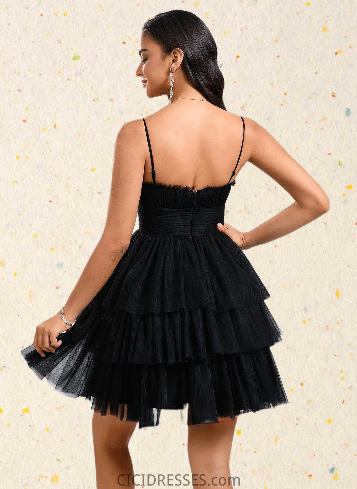 Winifred Ball-Gown/Princess Scoop Short Tulle Homecoming Dress With Pleated Ruffle CIC8P0025648